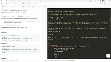 leetcode 2799. Count Complete Subarrays in an Array -  two-pointer sliding window
