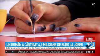 Un român a câştigat 4,5 milioane de euro la Joker