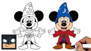how draw mickey mouse fantasia