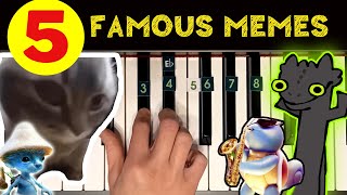 5 Famous Memes | EASY PIANO TUTORIAL For Beginners