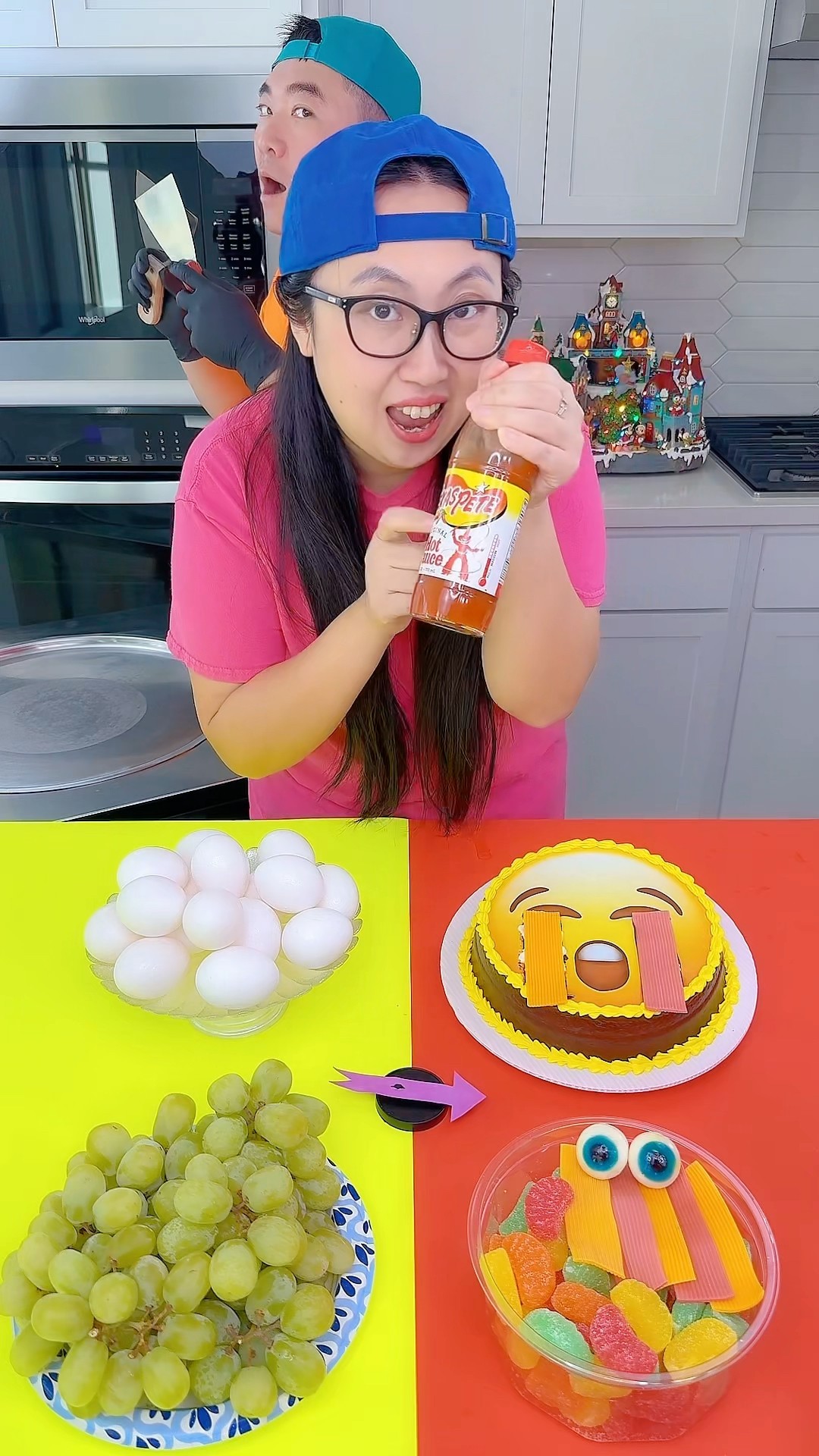 Emoji cake vs spicy sauce ice cream challenge!? #funny by Ethan Funny Family