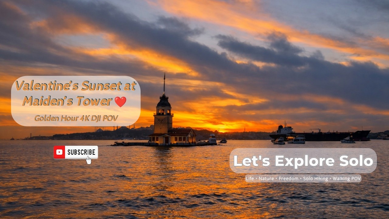 POV | Valentine’s Sunset at Maiden’s Tower ❤️ | Golden Hour 4K DJI
