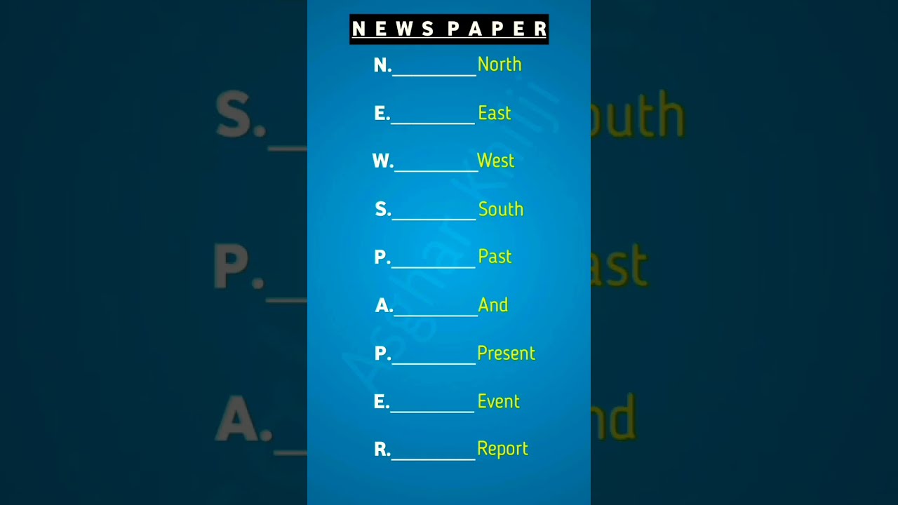 Full Form Of NEWSPAPER knowledge newspaper YouTube Full Form Of NEWSPAPER knowledge newspaper YouTube