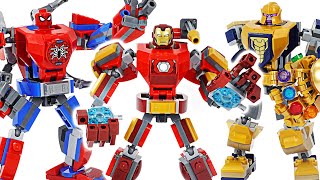 Lego Marvel Iron Man, Spider-Man, Thanos Mech Robot! Board a heavy suit! | DuDuPopTOY