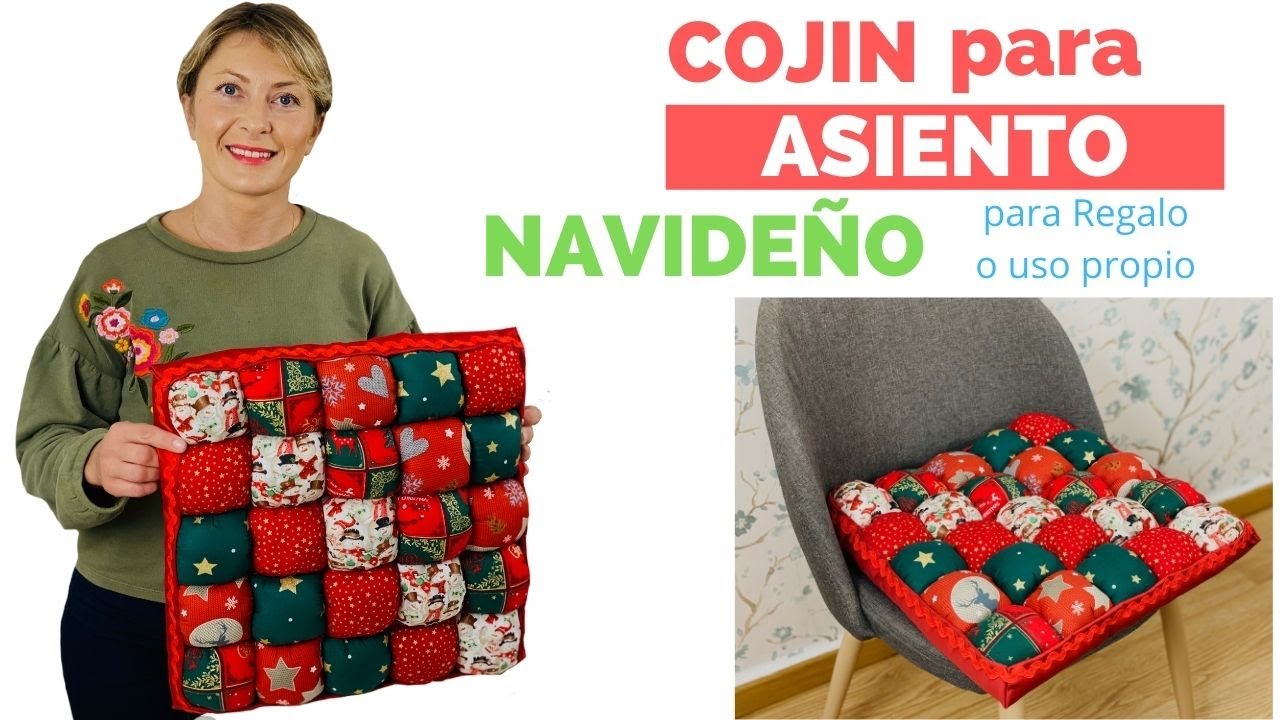COJIN NAVIDEÑO para ASIENTO CON ESTILO UNICO | Paso a Paso Muy Detallado