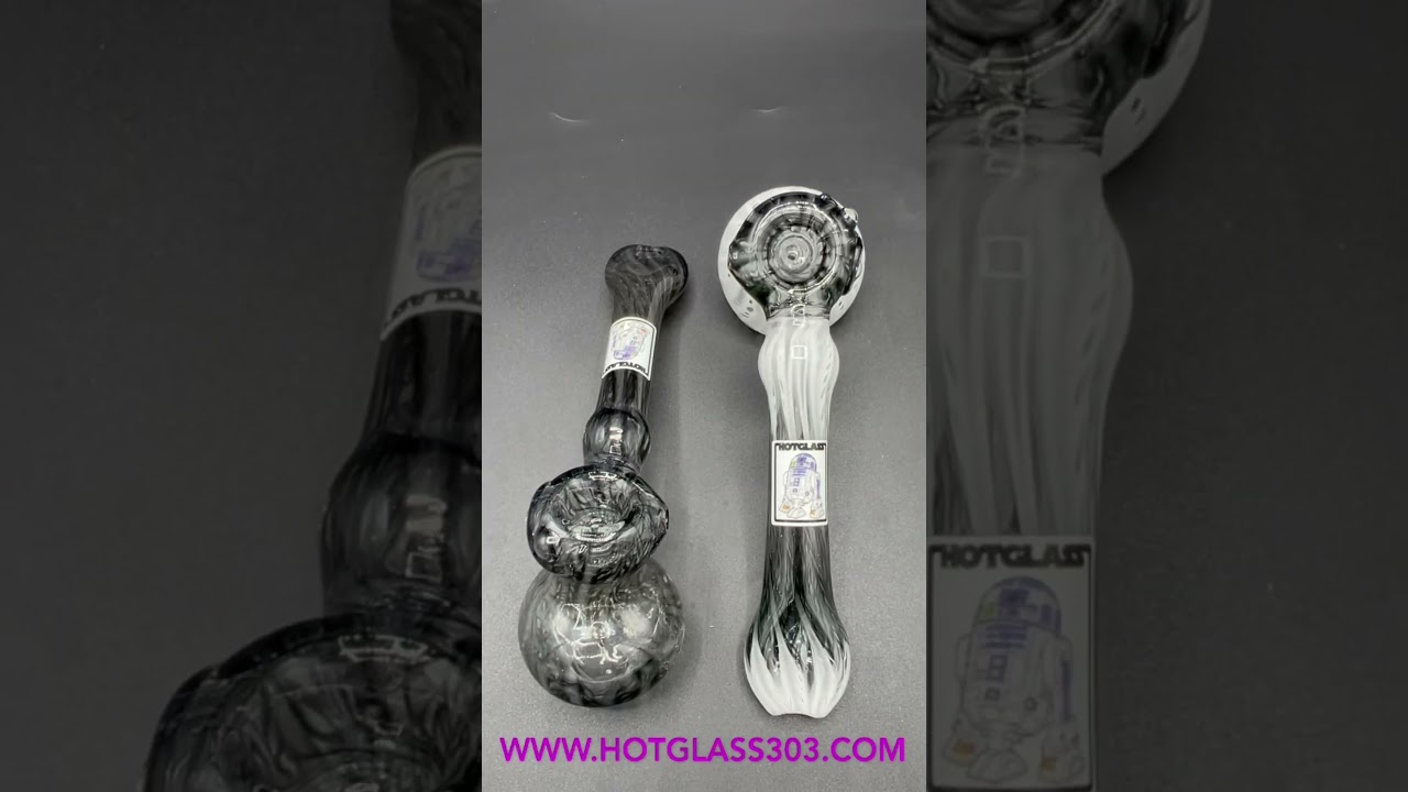 Axanthic glass lol | Black Silver and White hammer bubblers | American Glass