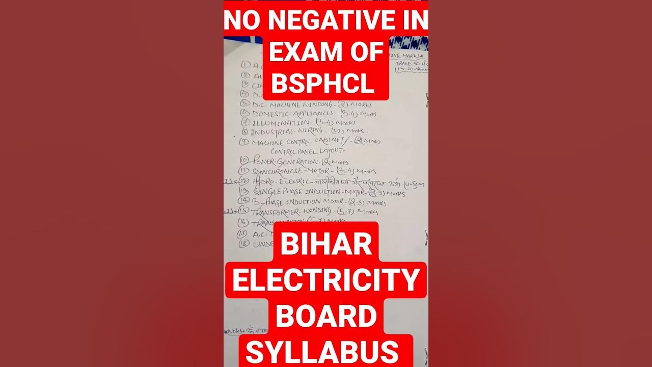 bsphcl-syllabus-bihar-electricity-board-syllabus-viral-shorts