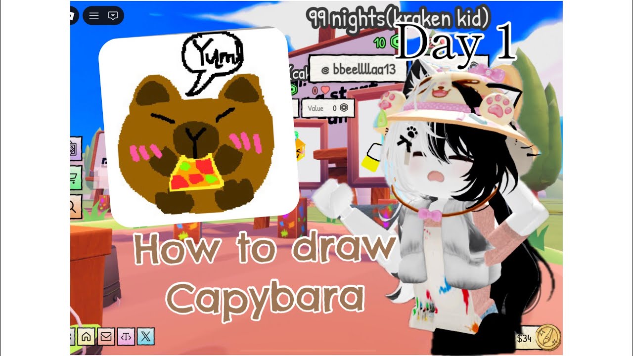 Starving artist  DAY 1 | How to draw capybara ￼