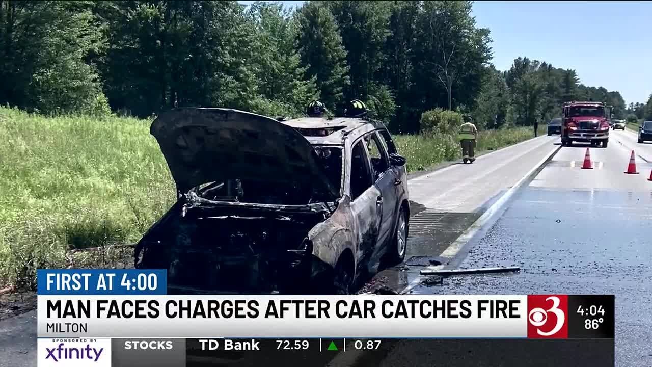 Vermont man faces charges after car catches fire on I-89 - YouTube