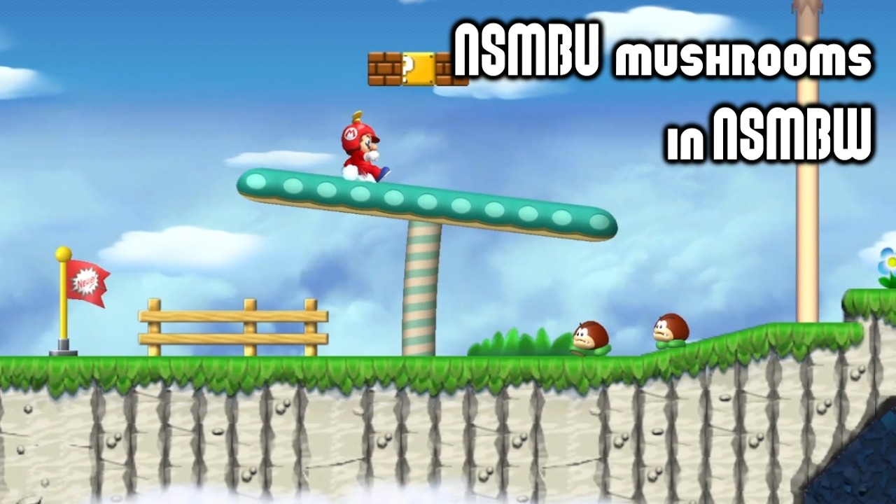 NSMBW Custom Level (showcasing nsmbu mushrooms)