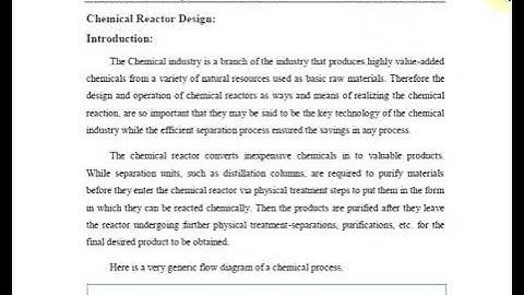 Chemical Reactor Design: Lecture #1- Video #1