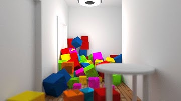 Colorful Cubes Exploding Into A Corridor - Cycles Blender 2.62