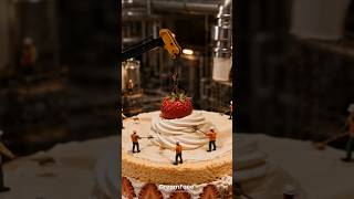 🍓GIANT Strawberry Cake Factory?! 巨大草莓蛋糕工廠！？ 巨大いちごケーキ工場！？ 거대 딸기 케이크 공장?!#shorts
