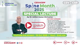 Ceragem Spine Day | 16th Oct 2025 | Special Lecture | Dr. Ashish Kumar Shrivastav