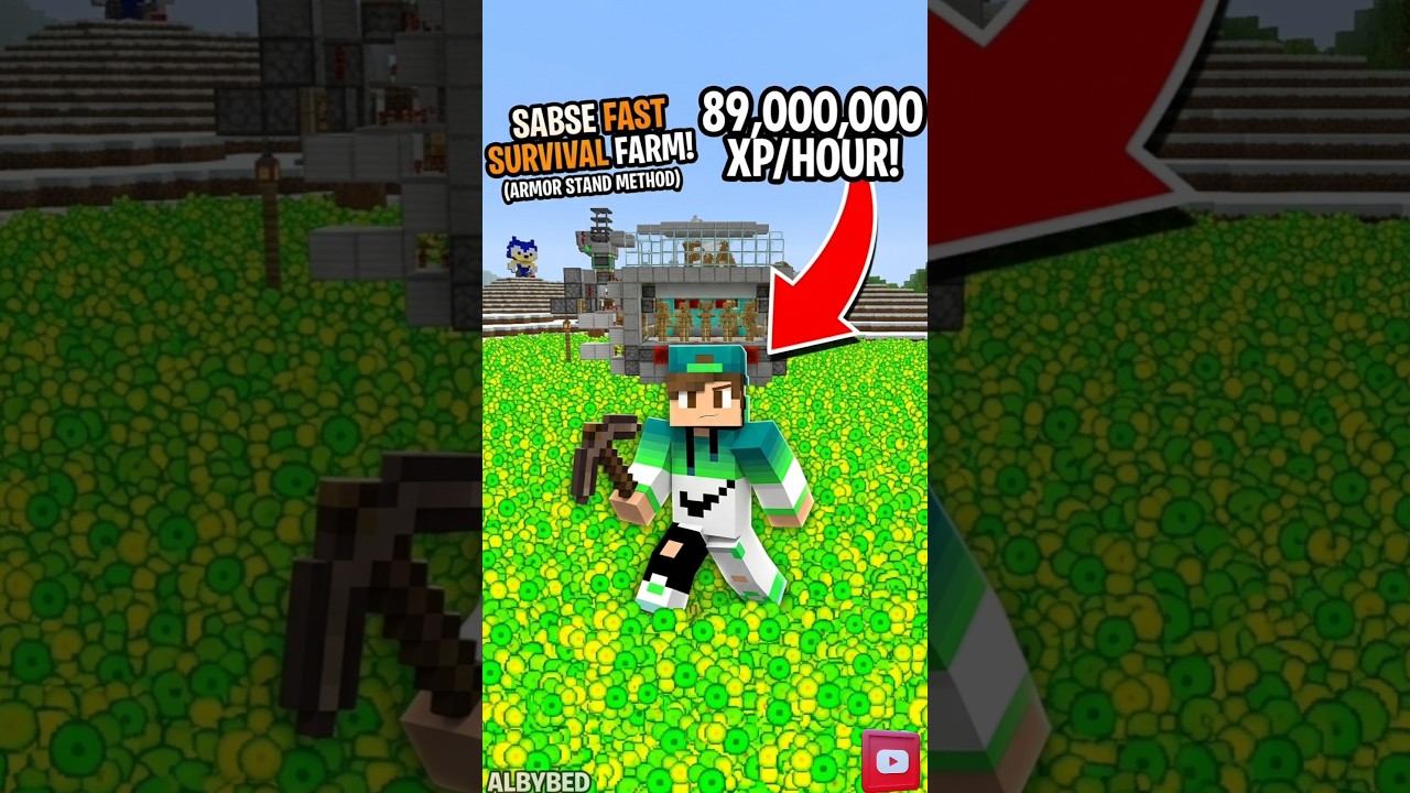 99% Players Don't Know This Secret XP Farm! 🤫 part 12 #albybed #minecraft