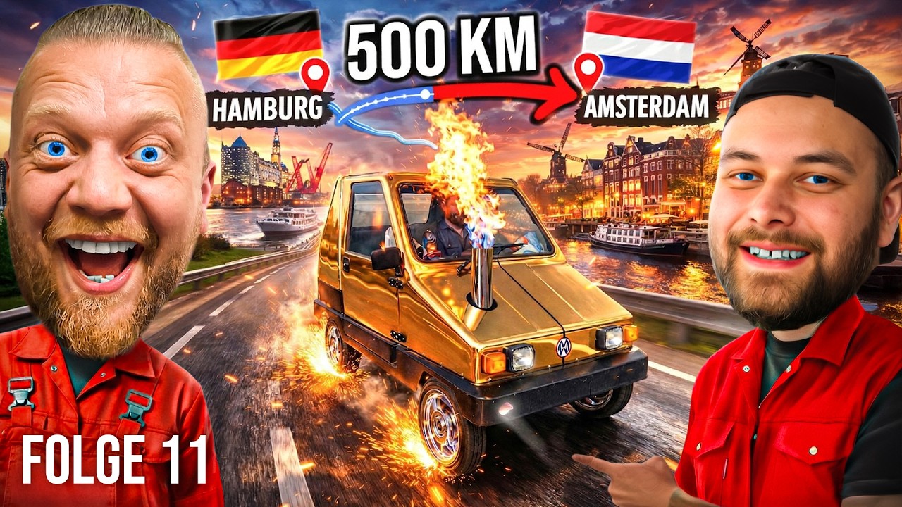 Erste Tour mit kleinstem Auto der Welt nach Motorschaden