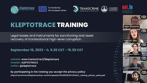 KLEPTOTRACE Training - sanctioning and asset recovery of transnational corruption