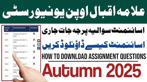 Aiou Assignment Questions paper Download Karne Ka Tarika Autumn 2025 | Aiou 2025 Assignment Annouced