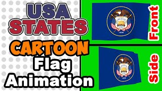 Simple flat looping animation of Utah flag over green screen. (USA states flag animation)