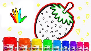 How to draw a Strawberry - Strawberry Coloring page for kids - Watercolor a strawberry