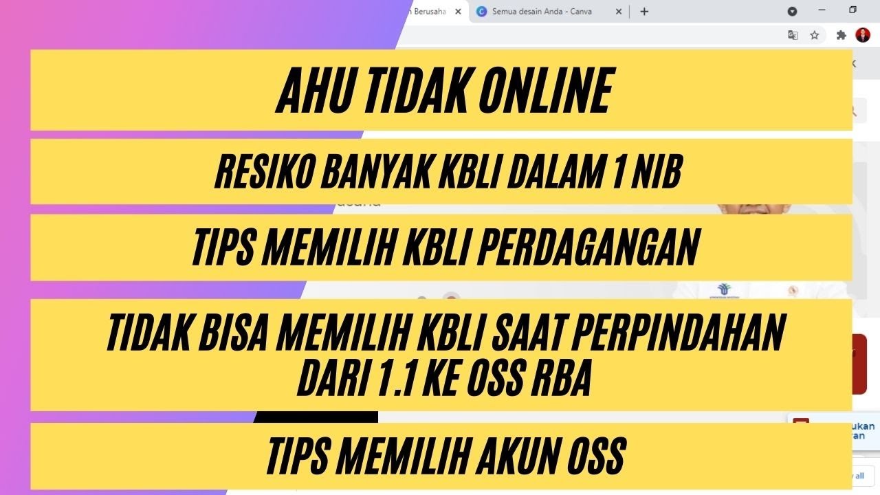 Ahu Tidak Online dan Bagaimana Resikonya jika 1 NIB banyak KBLI serta beberapa Pembahasan lain.