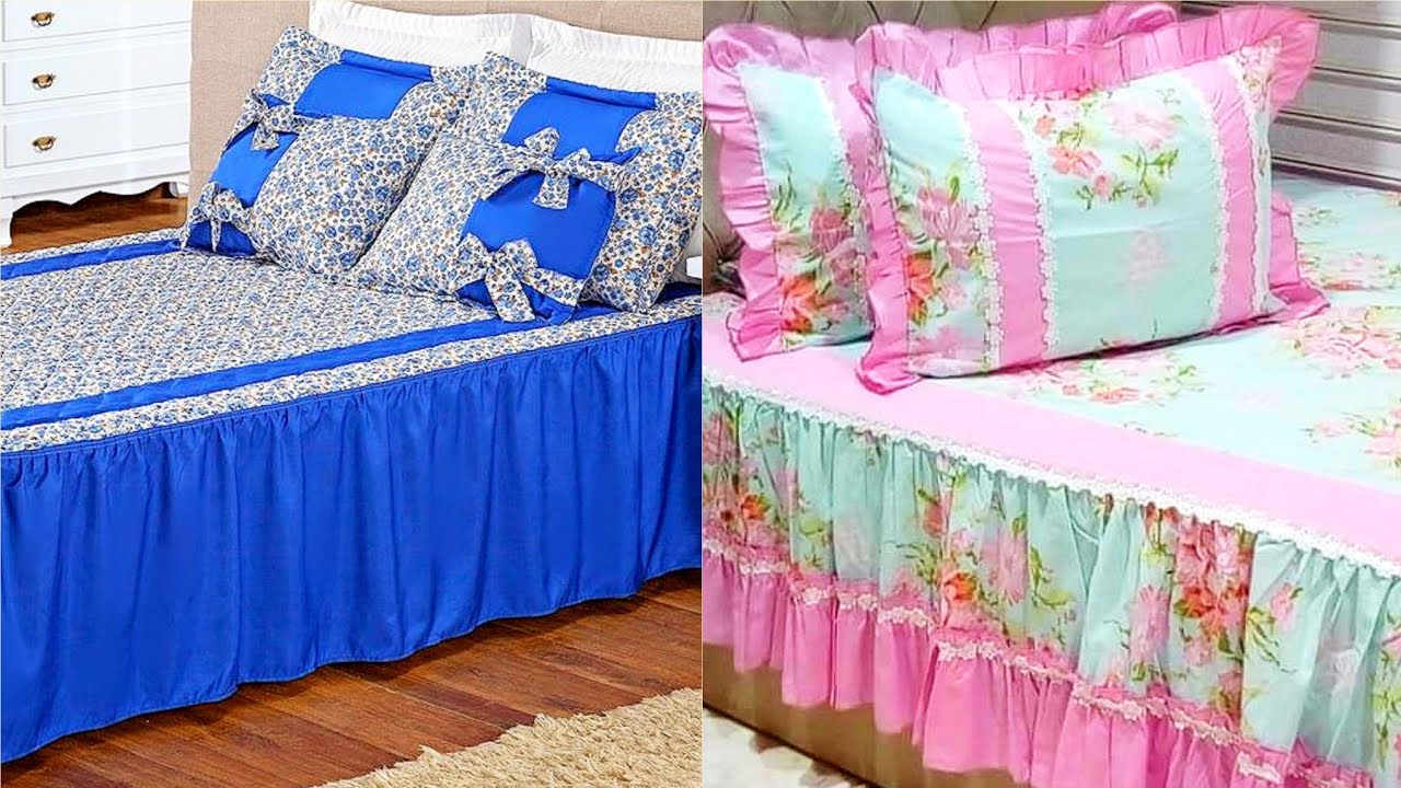 Latest Fancy Frilly Designer Blanket Bedskirts Pillow Cushion