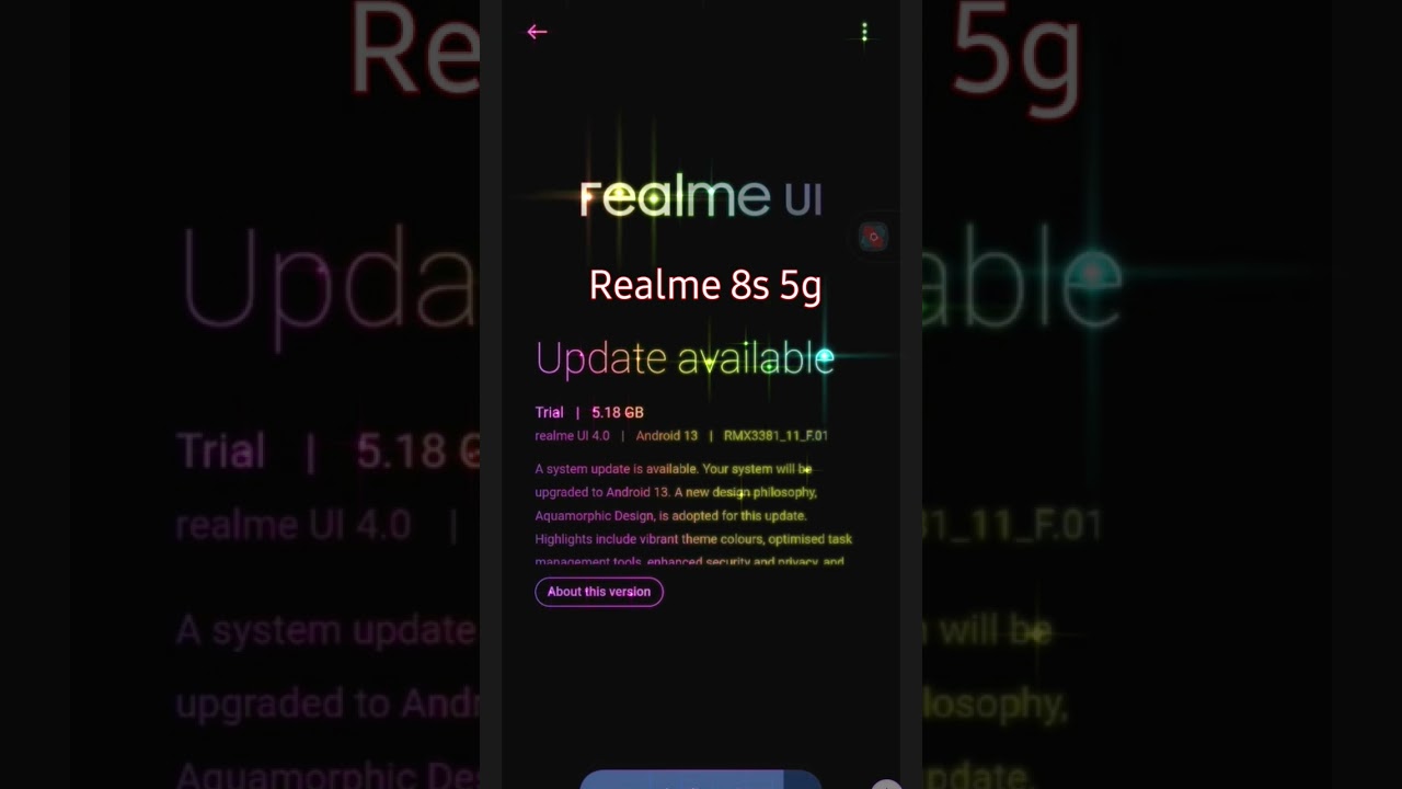 Realme 8s 5g New Software Update Android 13 