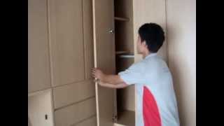 SUPER SINGLE -HWB-H1080 + L-Shape Wardrobe + Top Storage Cabinets Custom Make2 Living room Size. Studio Apartment ...