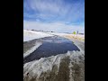 Frozen Culvert. Ice blockage