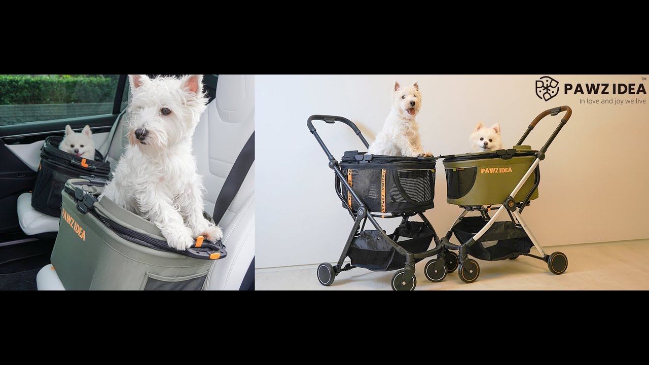 PAWZIDEA Pet Stroller 4 in1 Safety buckle with aluminum frame