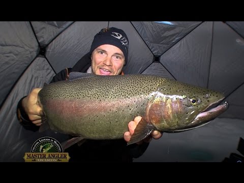 Ice Fishing for Gigantic Rainbow Trout in Manitoba - Manitoba Master Angler Minute