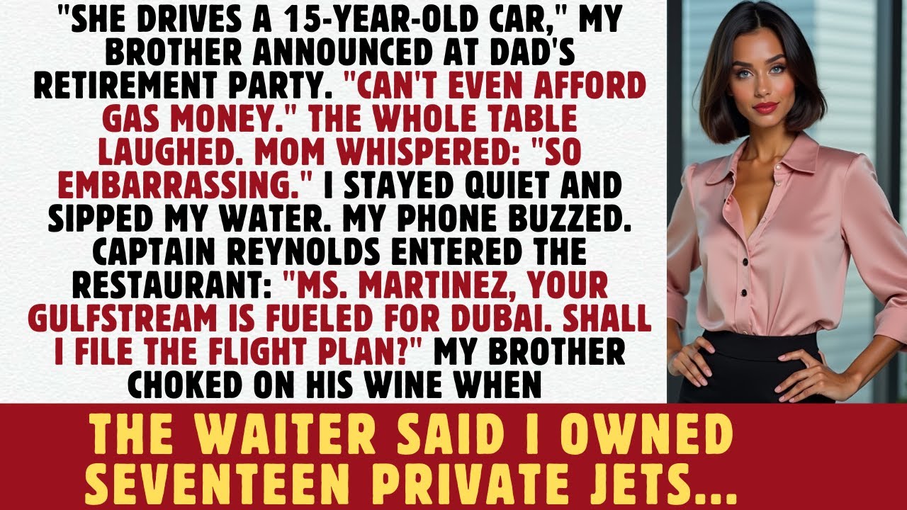 Dad’s Retirement Party: Brother Mocked Me as Broke—Then My Pilot Announced the Jet