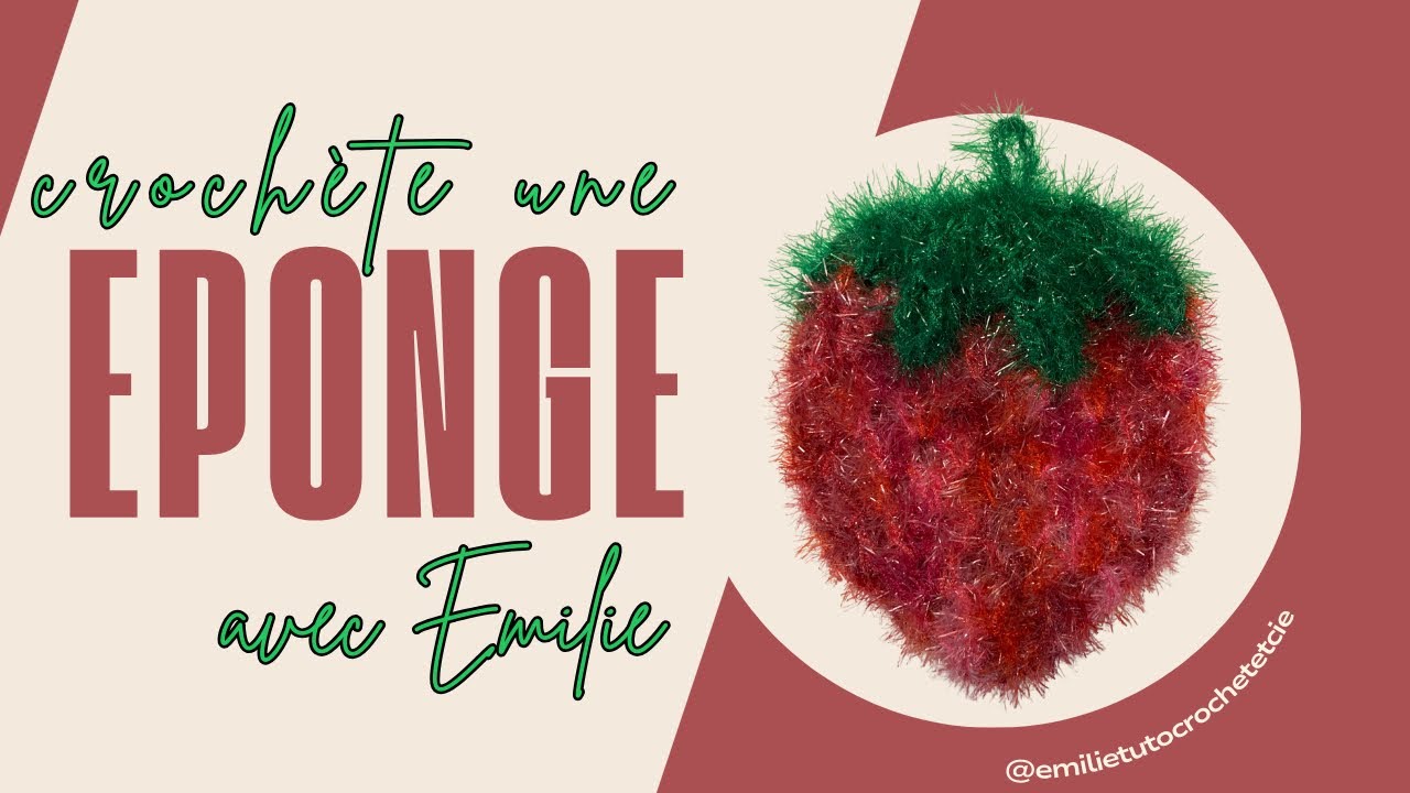 Éponge fraise 🍓 au crochet : tuto en pas à pas