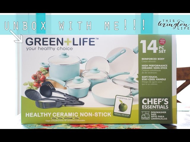 GreenLife 18-Piece Soft Grip Toxin-Free Healthy Ceramic Non-Stick Cookware Set, Turquoise