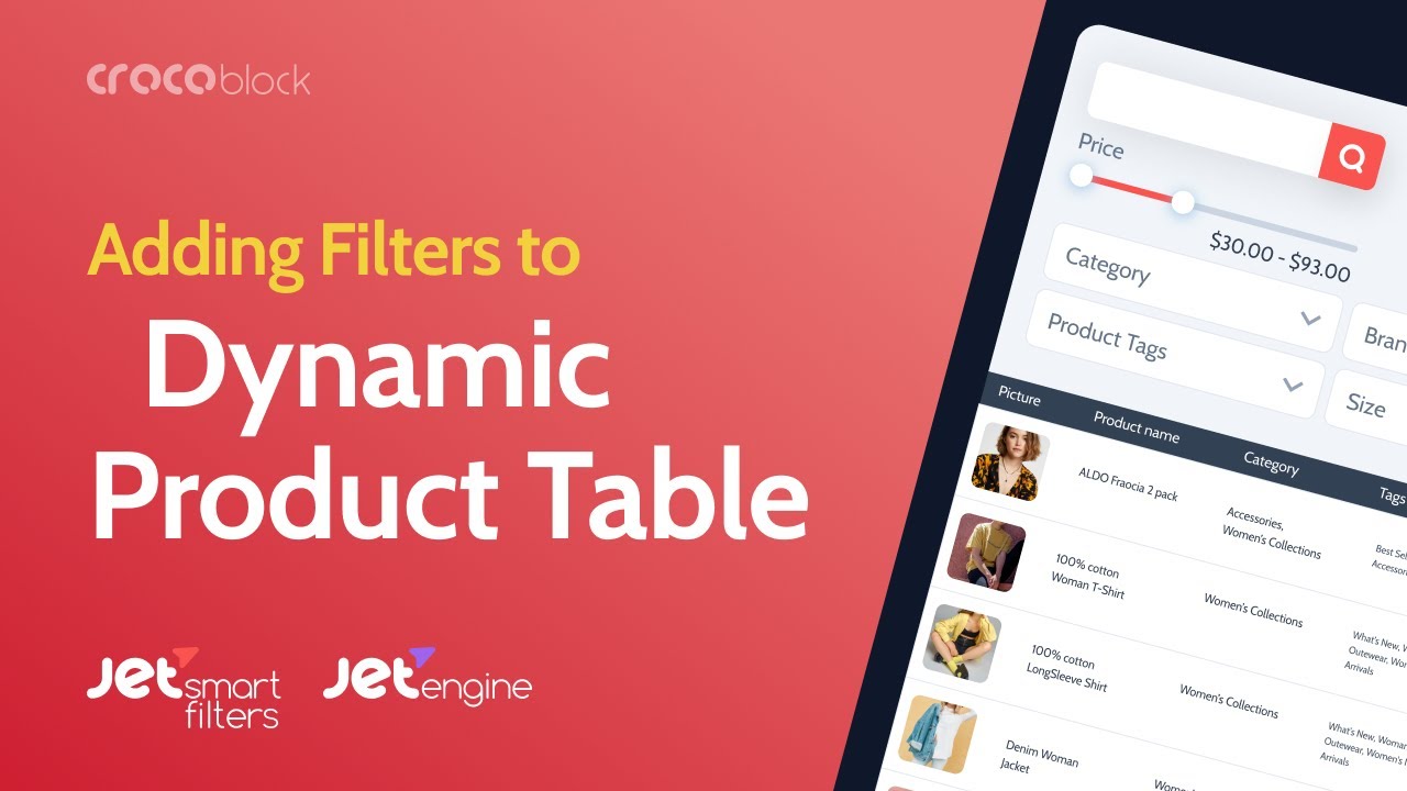 How to add filters to Dynamic Product Table