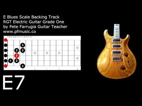 guitar backing track e blues scale - grade one