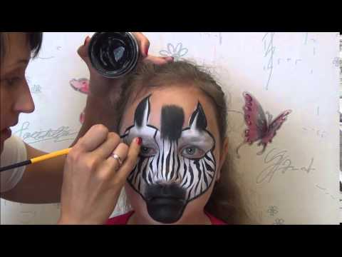 Видео: Маска Зебра. Аквагрим Зебра. Face painting Zebra