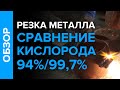 Резка метала: использование кислорода 94% и 99,7%. Сравнение.