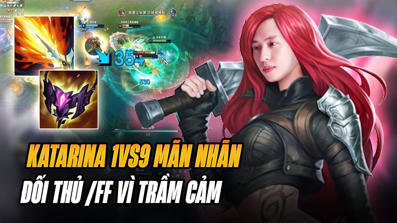 GAME ĐẤU FARM MẠNG GÁNH TEAM LẬT KÈO 1v9 ĂN PENTAKILL MÃN NHÃN CỦA CAIQI VỚI KATARINA 1080 AP