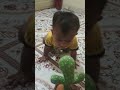 Kids kanha play with cactus