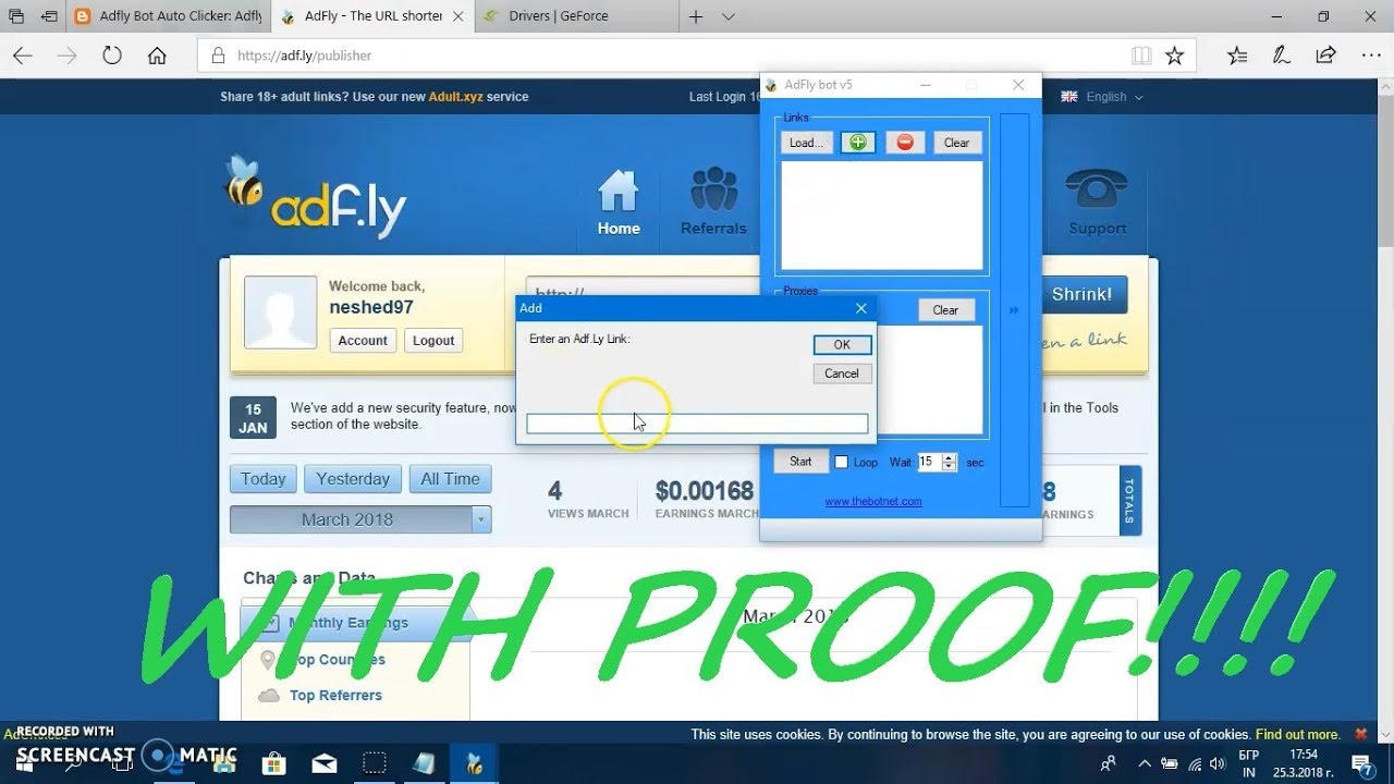 Adfly HACK FOR CLICKS!!! 2018!!!! With PROOF!! 100% WORKING!