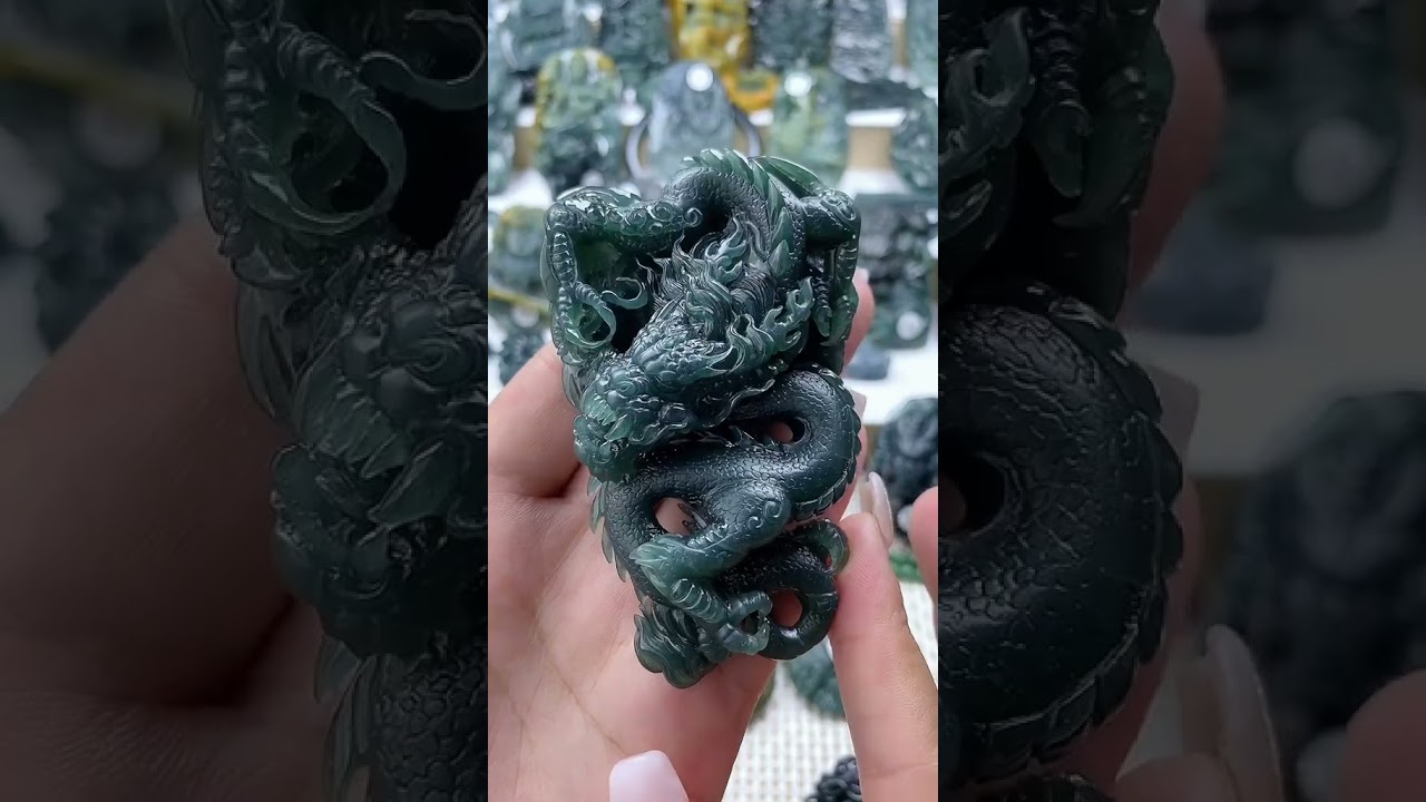 Best Jadeite dragon column,hand carving and high-end A grade,beautiful art 