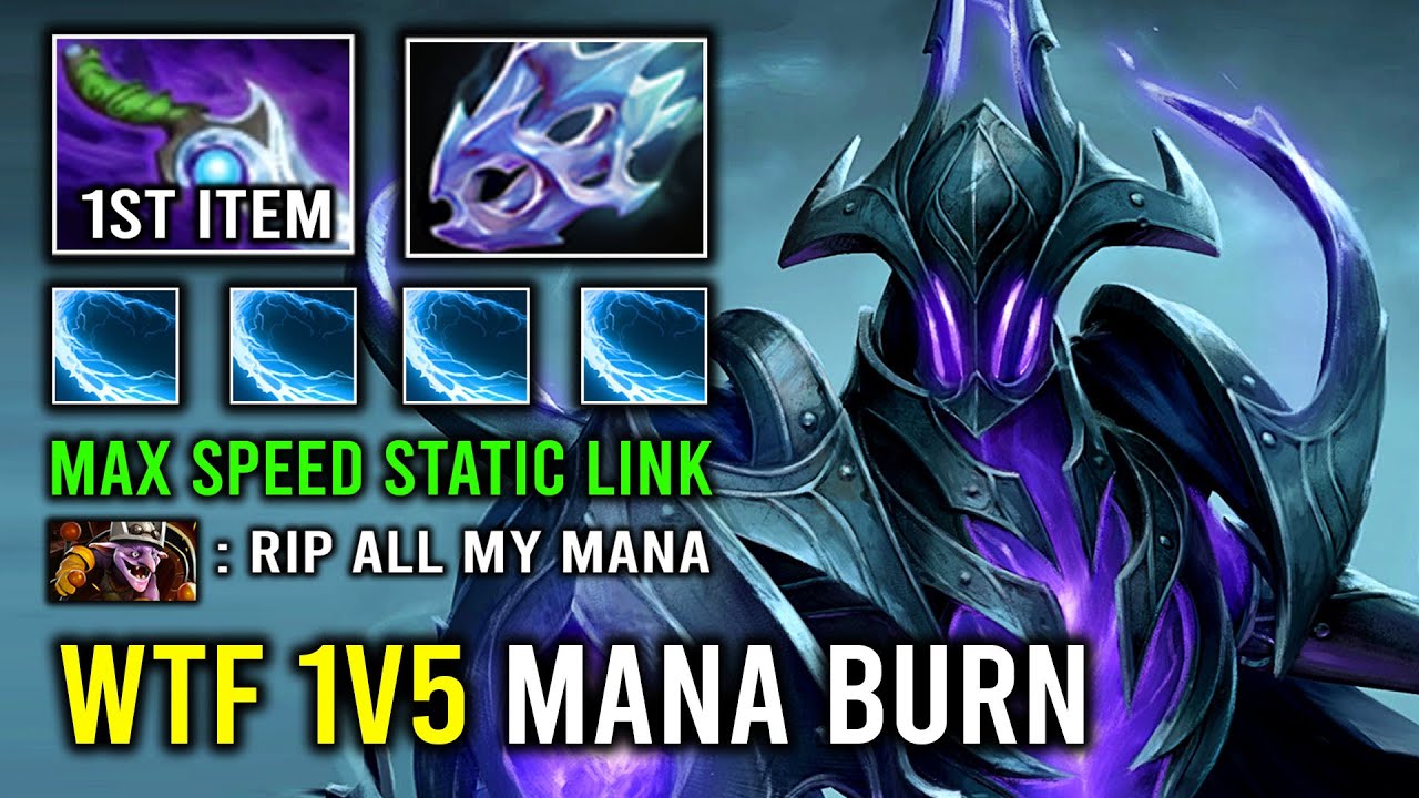 WTF 1st ITEM Diffusal Mana Burn 1v5 Static Link Maximum Absorb DPS ...
