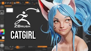 Zbrush Timelapse | Creating a CatGirl Character in Zbrush