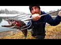 Primitive spearing fish with a trident like aquaman