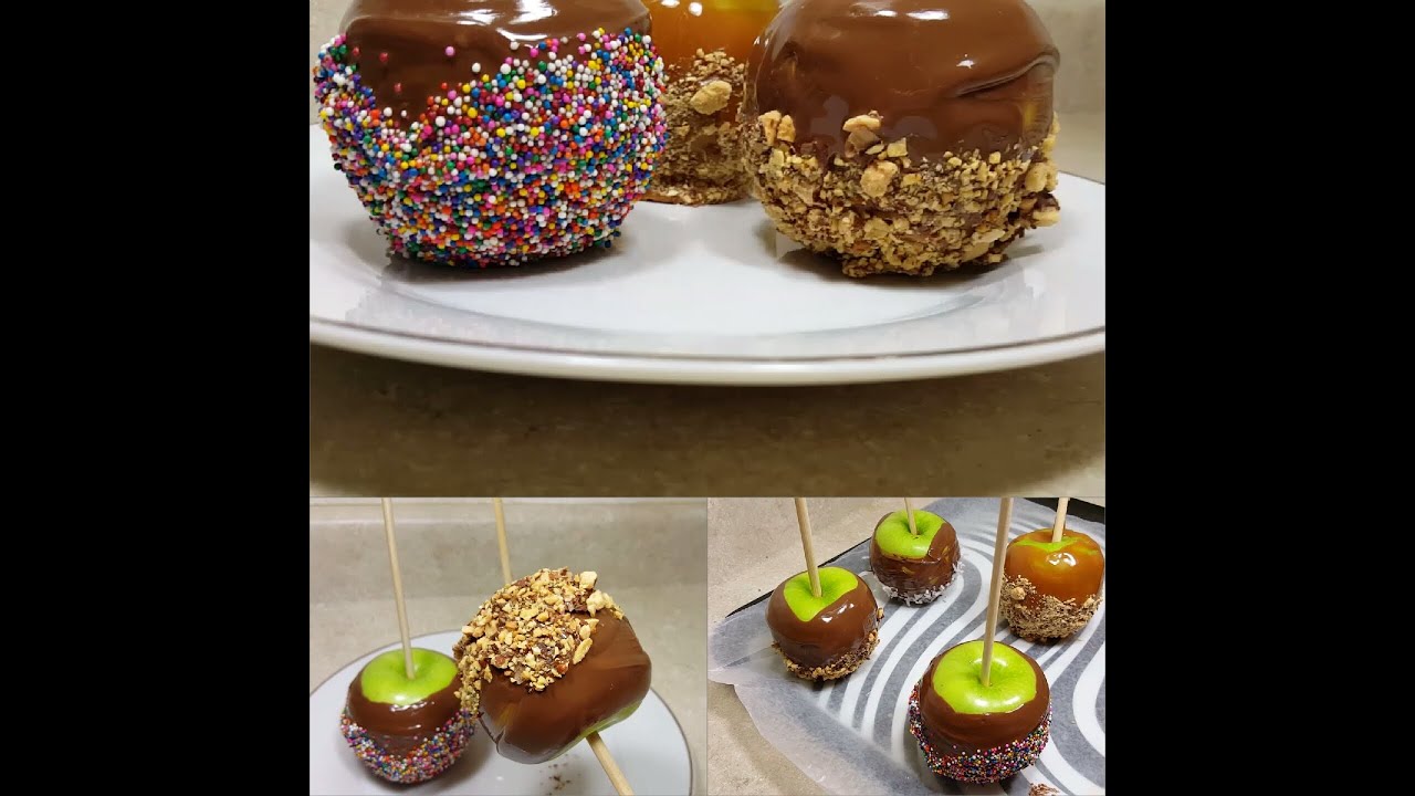 Manzanas con chocolate y caramelo/postre - YouTube