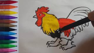 Learn Coloring Rooster with Spidol for Beginner