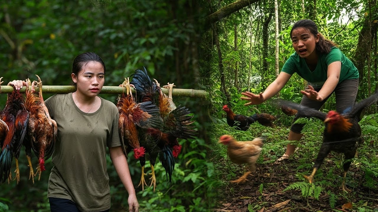 Survival Skills Alone: Making Invisible Traps for Constant Wild Boar & Chicken Capture