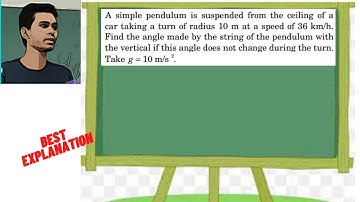 A simple pendulum is suspended from the ceiling of a car taking a turn of radius 10 m at a speed of