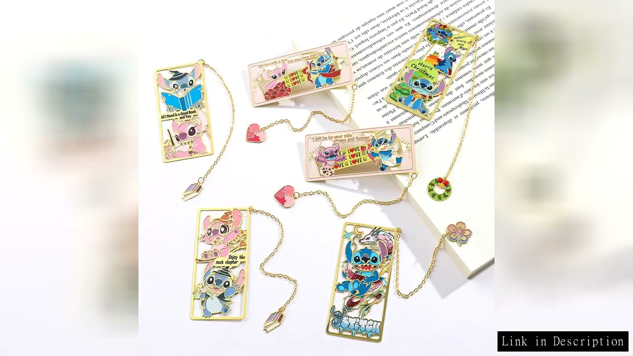 New Disney Stitch and Angel Creative Metal Bookmark with Tassel Reading Supplies Fans Christmas Birt